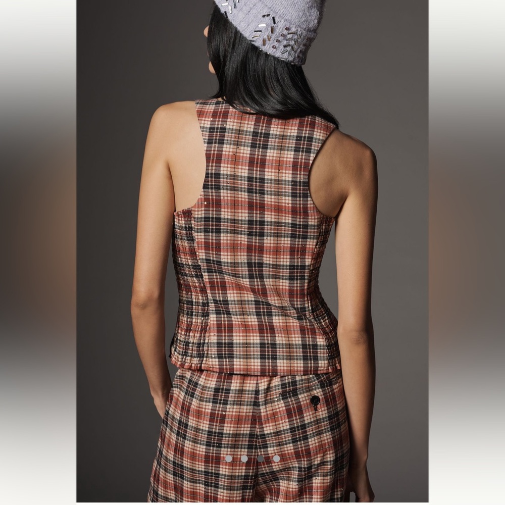 Anthropologie Maeve Plaid Button-Up Vest NWT - Picture 2 of 10